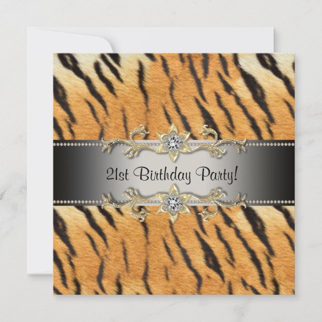 Invitación Tigre invitando a tigre a cumplir 21 años (Anverso)