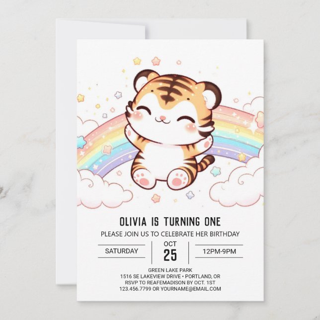 Invitación Tigre lindo, primer cumpleaños (Anverso)