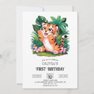 Invitación Tigre mágico digital de primer cumpleaños