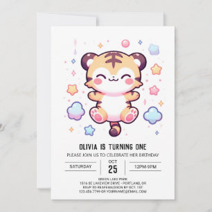 Invitación Tigre moderno cumpleaños 1