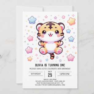 Invitación Tigre moderno lindo, primer cumpleaños