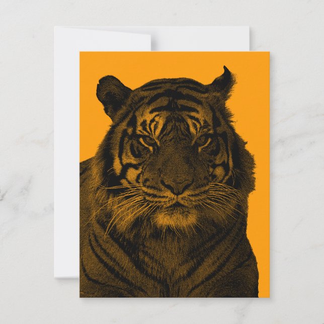 Invitación Tigre salvaje en blanco y negro (Anverso)