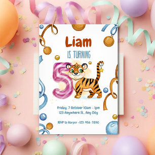 Invitación Tigre salvaje y lindo 5 cumpleaños