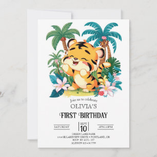 Invitación Tigre simple 1er cumpleaños digital