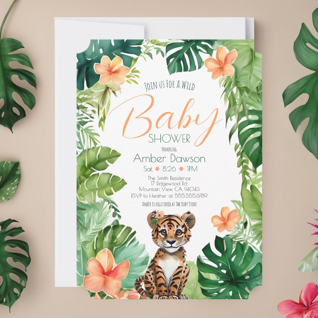 Invitación Tigre tropical puro para la jungla de Chicas en Ba (Subido por el creador)