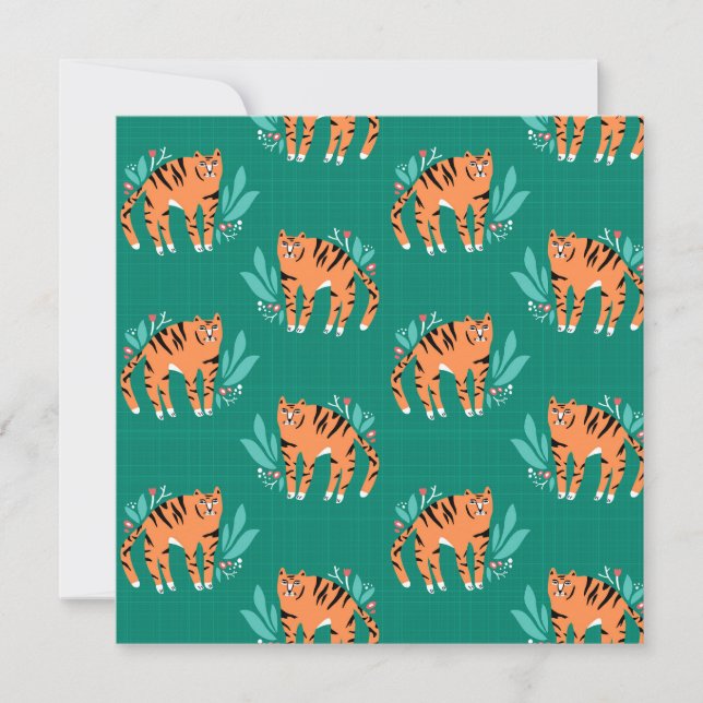 Invitación Tigres con flores (Anverso)