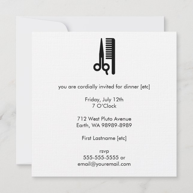 Invitación Tijeras y peine (Anverso)