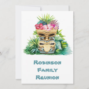 Invitación Tiki Bar Luau Reunión Familiar Hawaiana