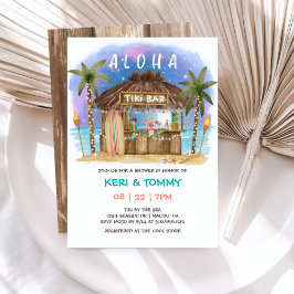Invitación Tiki Beach Bar Tropical Night Sea Couples Shower