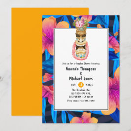 Invitación Tiki Luau Fiesta de Verano de Parejas en la Playa