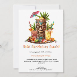 Invitación Tiki Party Birthday Invitation – Tropical Luau 