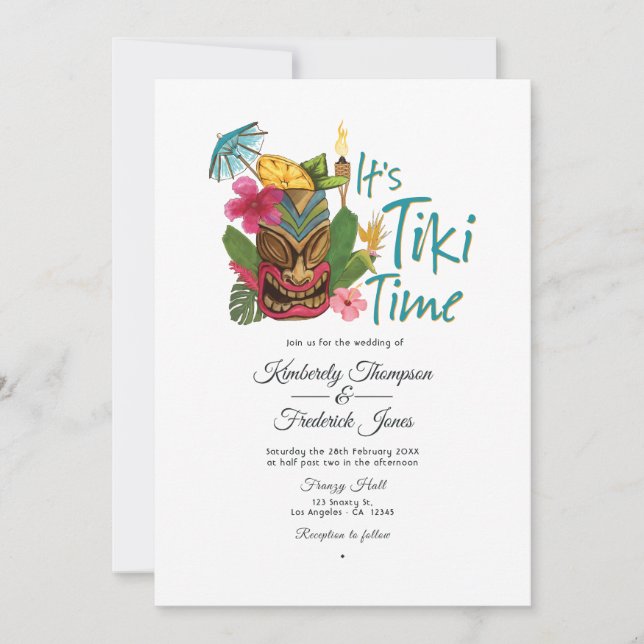 Invitación Tiki Time Luau Summer Beach Wedding (Anverso)