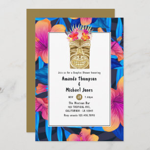 Invitación Tiki Time Luau Verano Ducha Parejas de Playa