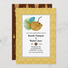 Invitación Tiki Time Luau Verano Ducha Parejas de Playa