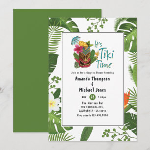 Invitación Tiki Time Luau Verano Ducha Parejas de Playa