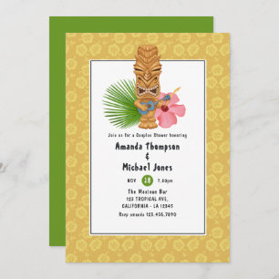 Invitación Tiki Time Luau Verano Ducha Parejas de Playa
