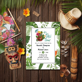 Invitación Tiki Time Luau Verano Ducha Parejas de Playa