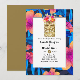 Invitación Tiki Time Luau Verano Fiesta de Parejas en la Play