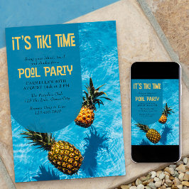 Invitación Tiki Time Pool Fiesta 30 o cualquier edad Cumpleañ