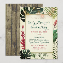 Invitación Tiki Tropical con Luces Dulces 16 Cumpleaños