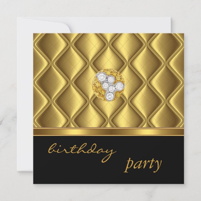 Invitación Tile De Oro Trim Elegante Sobre Diamant (Anverso)