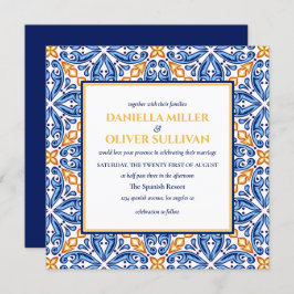 Invitación Tile español | boda mediterráneo amarillo azul