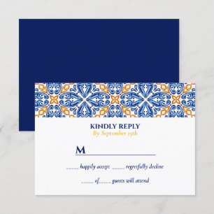 Invitación Tile español   boda mediterráneo amarillo azul