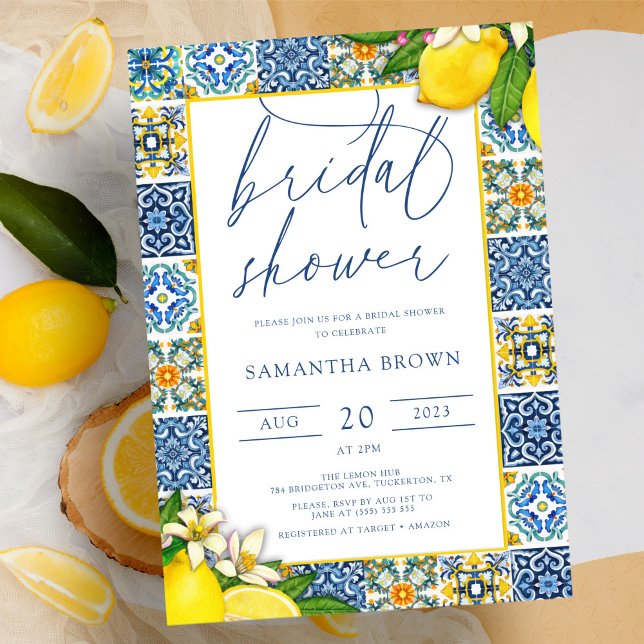 Invitación Tiles italianos temática limón verano ducha de nov (Subido por el creador)
