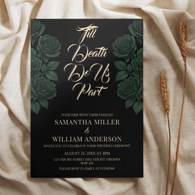Invitación Till Death Do Us Part Green Rose Gothic Wedding In (Subido por el creador)