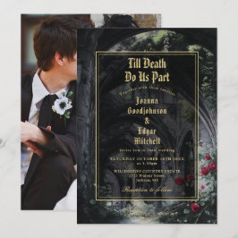 Invitación Till Death Gothic Ruins Roses Floral Photo Wedding