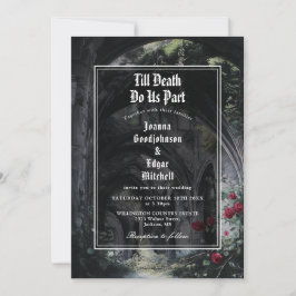 Invitación Till Death Gothic Ruins Roses Monogram Wedding