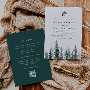 Invitación Timber Grove Monograma Doble Bodas