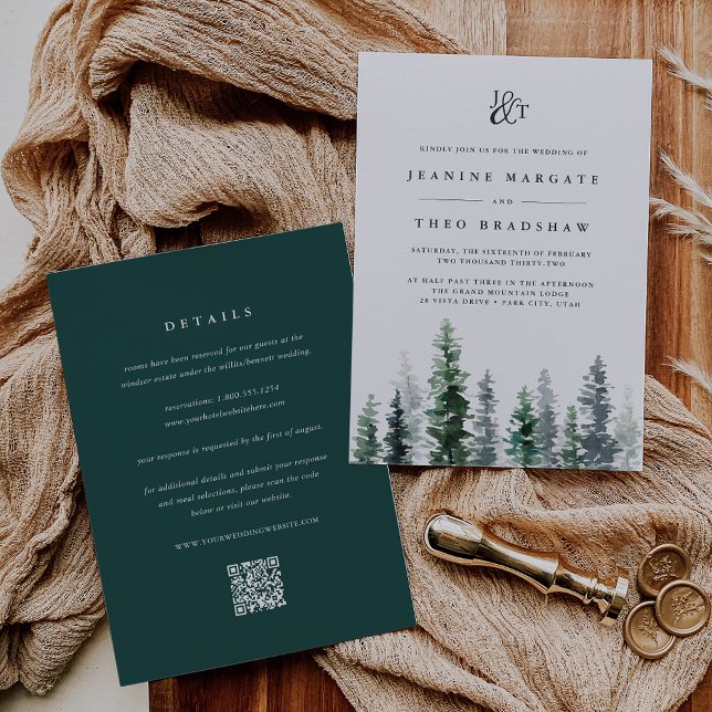 Invitación Timber Grove | Monograma Doble Bodas (Subido por el creador)