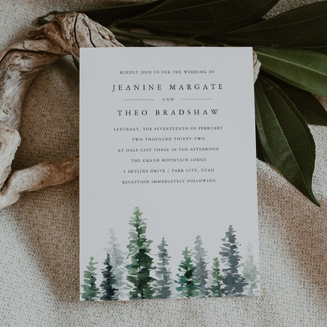 Invitación Timber Grove | Winter Evergreen Forest Wedding (Subido por el creador)