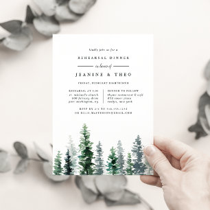 Invitación Timber Grove   Winter Rehearsal Dinner Invitation
