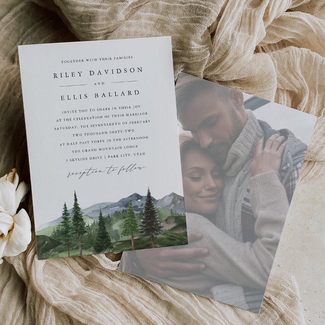 Invitación Timberline | Boda fotográfico antibiótico de Fores (Subido por el creador)