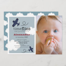 Time Flies Airplane Blue Boy Foto1Cumpleaños