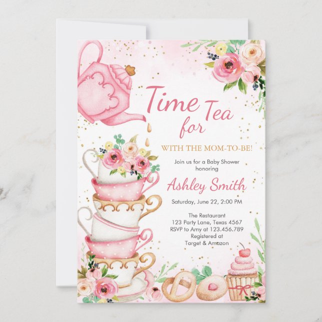 Invitación Time for Tea Birthday Party Invitation (Anverso)