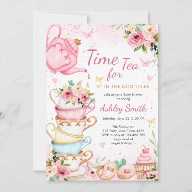 Invitación Time for Tea Birthday Party Invitation (Anverso)