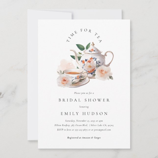 Invitación Time for Tea Bridal Shower Invitation (Anverso)
