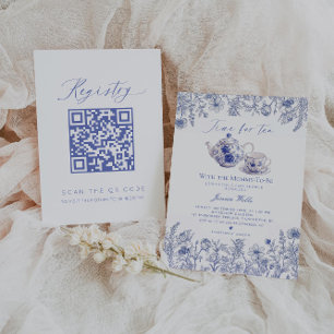 Invitación Time For Tea Toile Registro de códigos QR Baby Sho