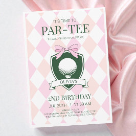 Invitación Time to Par-Tee Pink Girls Golf 2nd Birthday Party