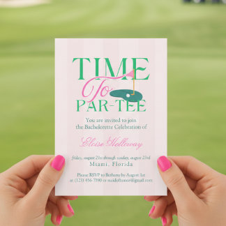 Invitación Time to Party Fun Golf Themed Bachelorette