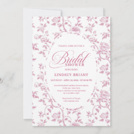 Invitación Timeless Blush Pink Toile Roses Pattern Bridal Sho