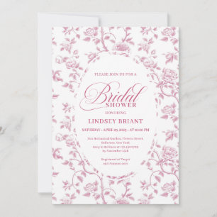 Invitación Timeless Blush Rosa Toile Rosas Patrón Zapatos de 