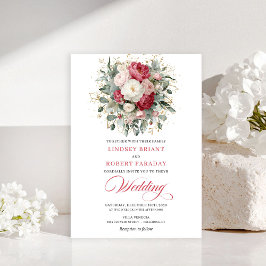 Invitación Timeless Boho Blush White Gold Floral Wedding