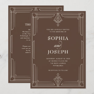 Invitación Timeless Brown   Código QR Todo en Uno Boda