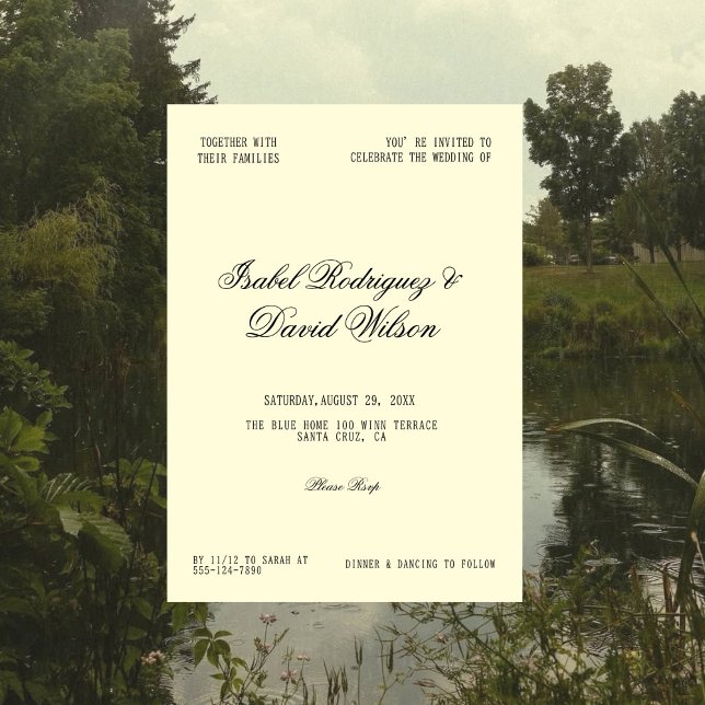 Invitación Timeless Cream Script Wedding (Subido por el creador)