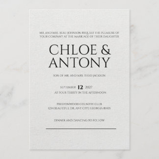 Invitación Timeless, Elegant Wedding Invitation
