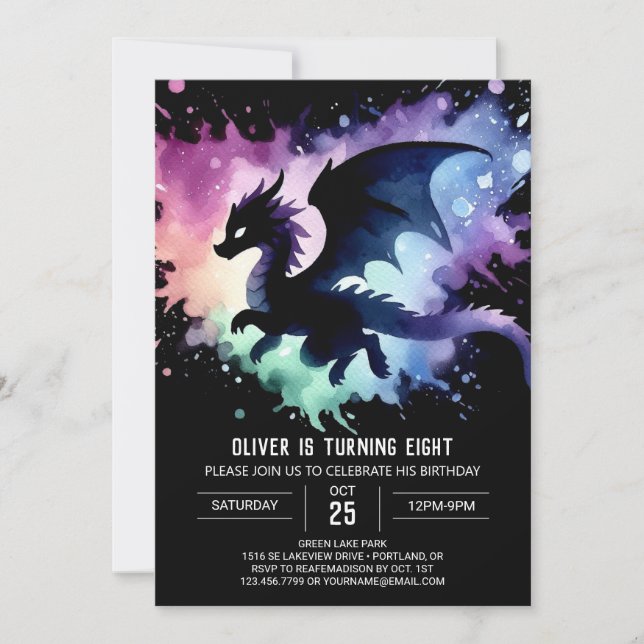 Invitación Timeless Fiery Dragon Niños de cumpleaños (Anverso)